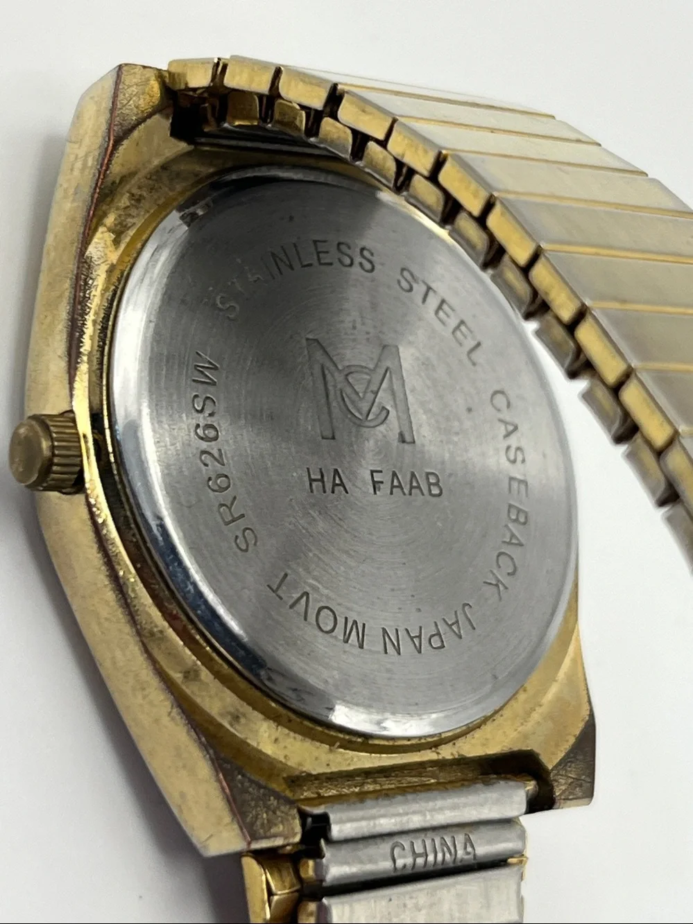Men's Gold-Tone Quartz Watch with White Dial